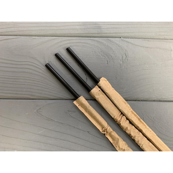 Трубочка в индивидуальной упаковке крафт ровная черная 400 шт.