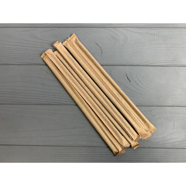 Трубочка в индивидуальной упаковке крафт, черная гофра 400 шт