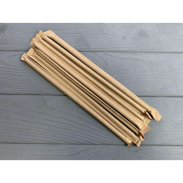 Трубочка в индивидуальной упаковке крафт, фрешка, черная 300 шт
