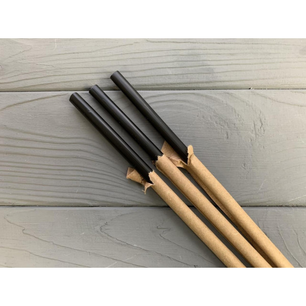 Трубочка в индивидуальной упаковке крафт, фрешка, черная 300 шт
