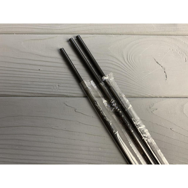 Трубочка в индивидуальной упаковке ровная, пленка, черная 200 шт.