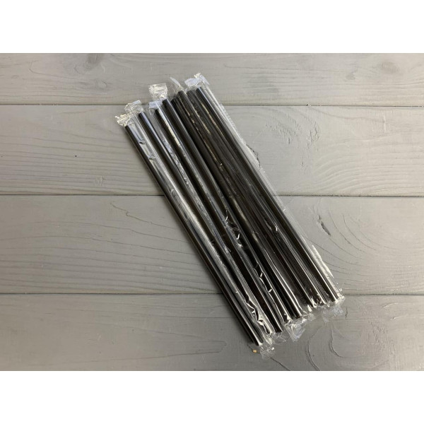 Трубочка в индивидуальной упаковке, пленка, черная фрешка 300 шт