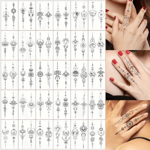 Набор детских временных тату "Черные мини №2" black-tattoo-mini-set-2-3, 30 штук по 9,5*5,5 см(black-tattoo-mini-set-2-3)