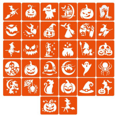 Набор трафаретов для био-тату "Хэллоуин №3" hallowween-3-32, 32 трафарета 6х6 см(hallowween-3-32)