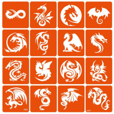Набор трафаретов для био-тату "Dragons" dragons-16(dragons-16)