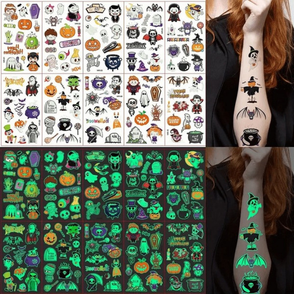 Набір дитячих тимчасових тату "Halloween glow" kids-tatto-halloween-glow-set-1 (kids-tatto-halloween-glow)