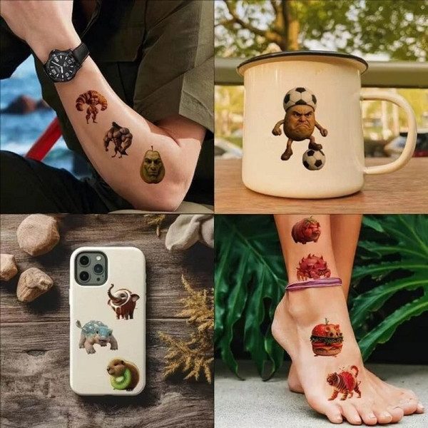 Детские временные тату "Итальянский брейнрот" Italian-brainrot-tattoo-1, 12х7 см(Italian-brainrot-tattoo-1)