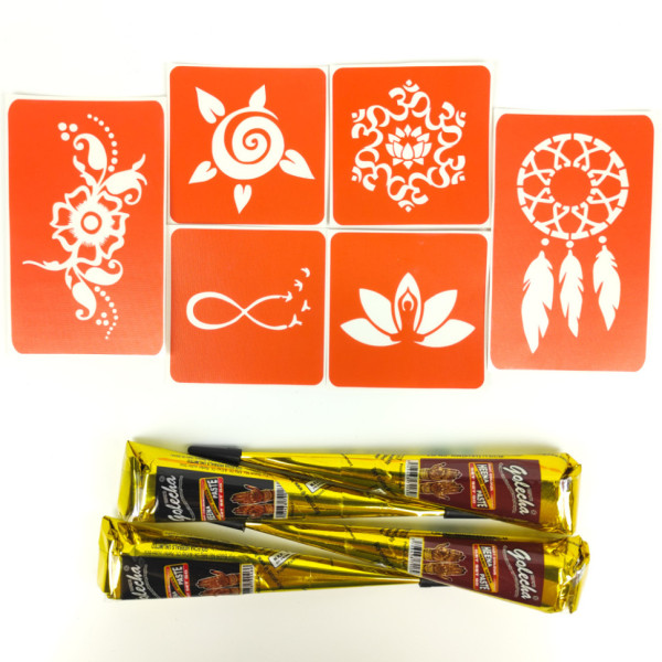 Набір хни з трафаретами для біо-тату №2 henna-set-02 (henna-set-02)