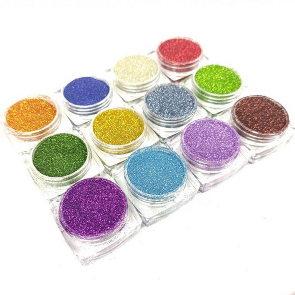 Набір гліттеру для біо-тату "№2 Базовий" gliset-2, 12 кольорів (gliset-2)