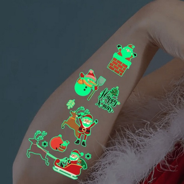 Набір тимчасових тату "Різдво №2" kids-tatto-set10-2-christmass, що світяться, 12 х 7 см   (kids-tatto-set10-2-christ)