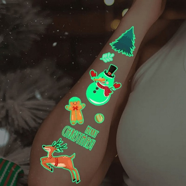 Набір тимчасових тату "Різдво №2" kids-tatto-set10-2-christmass, що світяться, 12 х 7 см   (kids-tatto-set10-2-christ)