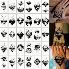 Набір дитячих тимчасових тату "Чорні міні №3" black-tattoo-mini-set-3-3, 30 штук по 9,5*5,5 см (black-tattoo-mini-set-3-3)