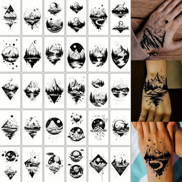 Набір дитячих тимчасових тату "Чорні міні №3" black-tattoo-mini-set-3-3, 30 штук по 9,5*5,5 см (black-tattoo-mini-set-3-3)