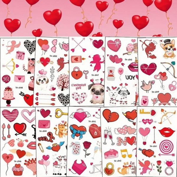 Набір тимчасових тату "Любов № 1" Love-tattoo-mini-set-1-10, 12 х 7 см 10 шт (Love-tattoo-mini-set-1-10)