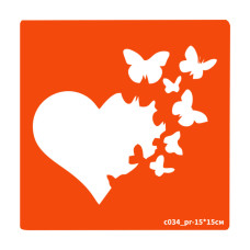 Трафарет для біо-тату Сердечко c034_pr-15*15см, розмір 15х15см (c034_pr-15*15см)
