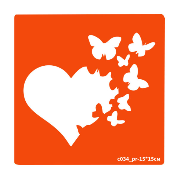 Трафарет для біо-тату Сердечко c034_pr-15*15см, розмір 15х15см (c034_pr-15*15см)