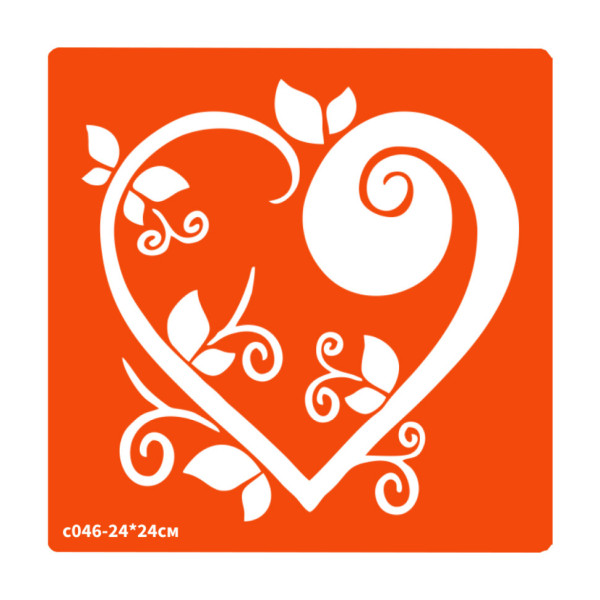 Трафарет для біо-тату Сердечко c046-24*24см, розмір 24х24см (c046-24*24см)