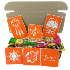 Набір кольорової хни з трафаретами для біо-тату №1 color-henna-set-01 (color-henna-set-01)