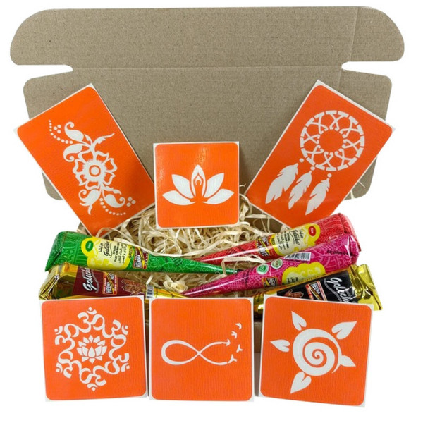 Набір кольорової хни з трафаретами для біо-тату №2 color-henna-set-02 (color-henna-set-02)