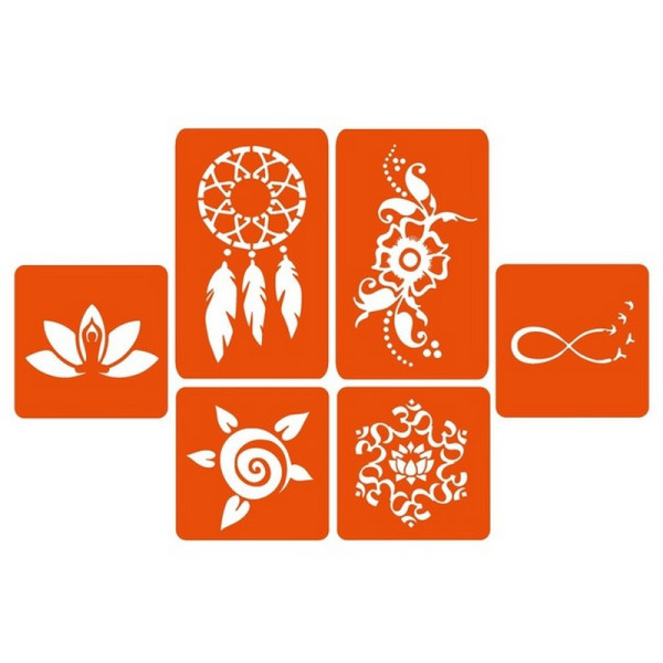 Набір кольорової хни з трафаретами для біо-тату №2 color-henna-set-02 (color-henna-set-02)