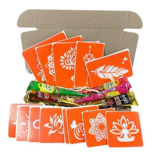 Набір кольорової хни з трафаретами для біо-тату №4 color-henna-set-04 (color-henna-set-04)