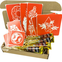 Набір кольорової хни з трафаретами для біо-тату №6 color-henna-set-06 (color-henna-set-06)