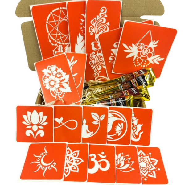Набір кольорової хни з трафаретами для біо-тату №6 color-henna-set-06 (color-henna-set-06)