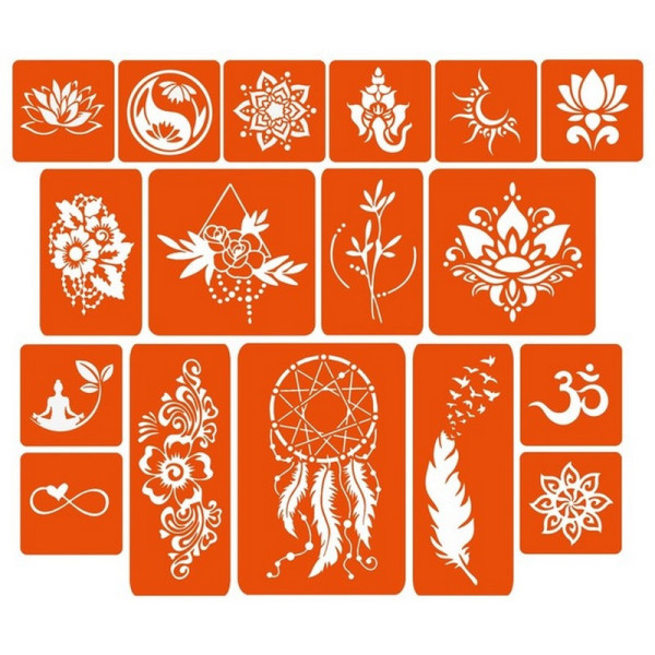 Набір кольорової хни з трафаретами для біо-тату №6 color-henna-set-06 (color-henna-set-06)