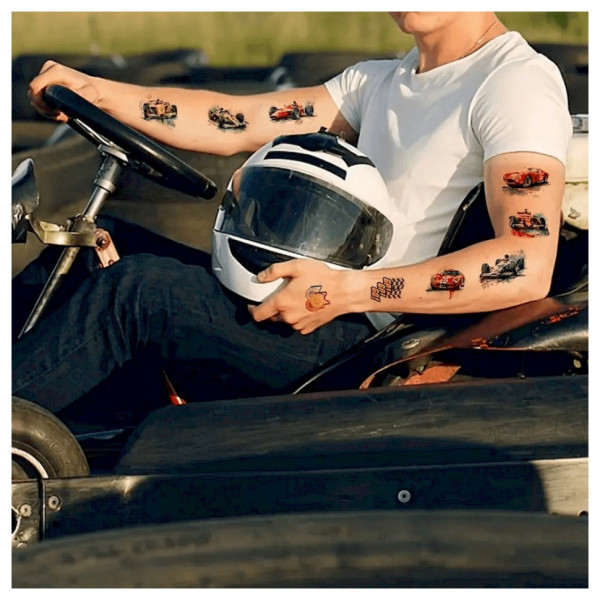 Набір тимчасових татуювань "Гоночні автомобілі" racing-cars-10-01 розмір 12х7 см (racing-cars-10-01)