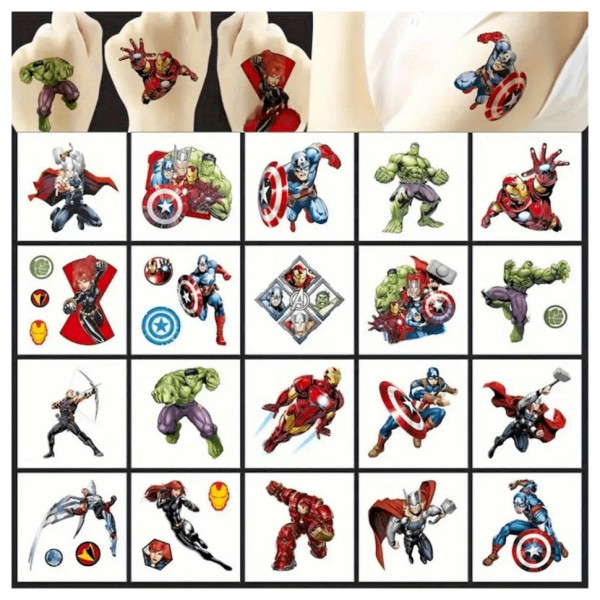 Набір тимчасових татуювань "Супергерої міні" superheroes-20-01 розмір 5х5 см (superheroes-20-01)