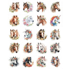 Набір тимчасових татуювань "Коні" Horses-20-01 розмір 6х6 см (Horses-20-01)