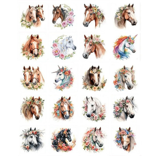 Набір тимчасових татуювань "Коні" Horses-20-01 розмір 6х6 см (Horses-20-01)