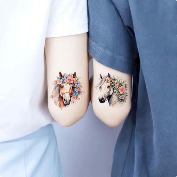 Набір тимчасових татуювань "Коні" Horses-20-01 розмір 6х6 см (Horses-20-01)