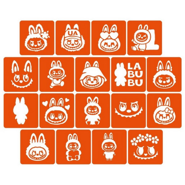 Набір трафаретів для біо-тату "Labubu" labubu_5x5_18_1 (labubu_5x5_18_1)
