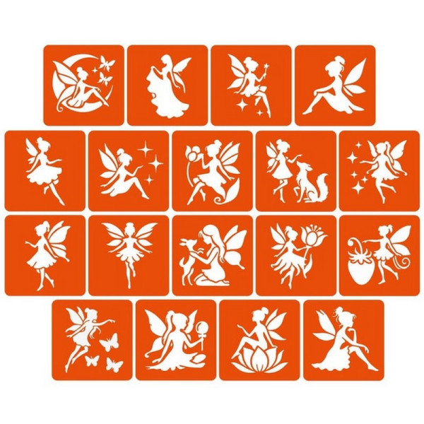 Набір трафаретів для біо-тату "Fairies №2" fairies2_5x5_18_1 (fairies2_5x5_18_1)