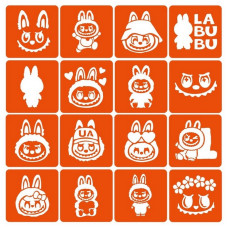 Набір трафаретів для біо-тату "Labubu" labubu _simple-16 (labubu _simple-16)
