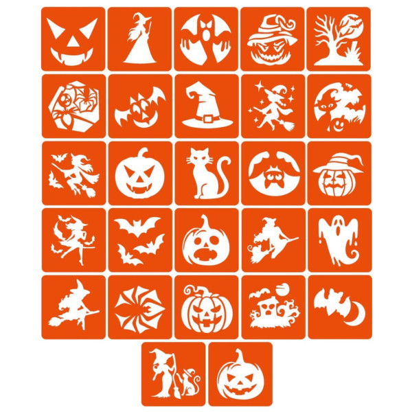 Набір трафаретів для біо-тату "Хелловін №2" Hallowween-2-27, 27 трафаретів 5х5 см (Hallowween-2-27)