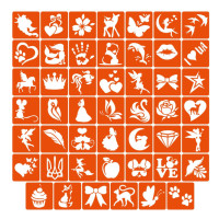 Набор трафаретов для био-тату «Для девочек №1» girls_simple_1_4x4_48_1(girls_simple_1_4x4_48_1)