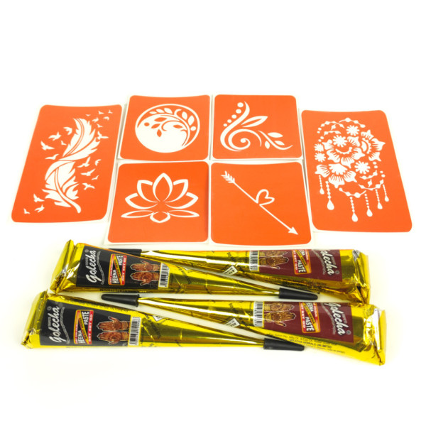 Набір хни з трафаретами для біо-тату №3 henna-set-03 (henna-set-03)