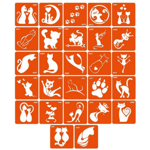 Набір трафаретів для біо-тату "K - котики" k_simple_5x5_27_1 (k_simple_5x5_27_1)