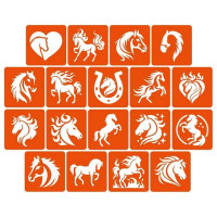 Набор трафаретов для био-тату "Лошади" horses_5x5_18_1, 5х5 см(horses_5x5_18_1)