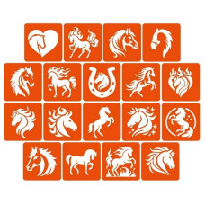 Набор трафаретов для био-тату "Лошади" horses_5x5_18_1, 5х5 см(horses_5x5_18_1)