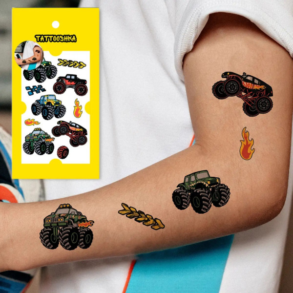 Набор временных татуировок "Машины монстры" L-64 разноцветные(L-64)