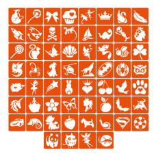 Набір трафаретів для біо-тату «Для дітей №1» kids_simple_1_4x4_60_1 (kids_simple_1_4x4_60_1)