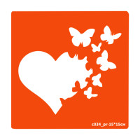 Трафарет для біо-тату Сердечко c034_pr-15*15см, розмір 15х15см (c034_pr-15*15см)