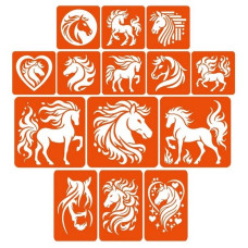 Набор трафаретов для био-тату "Лошади - большой микс" horses-big-mix 10х10 см(horses-big-mix)