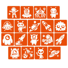 Набір трафаретів для біо-тату "Монстри та ракети #2" monsters-and-rockets-2-5x5-18 (mnts-and-rockets-2-5x5-18)