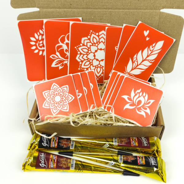 Набор хны с трафаретами для био-тату №4 henna-set-04(henna-set-04)