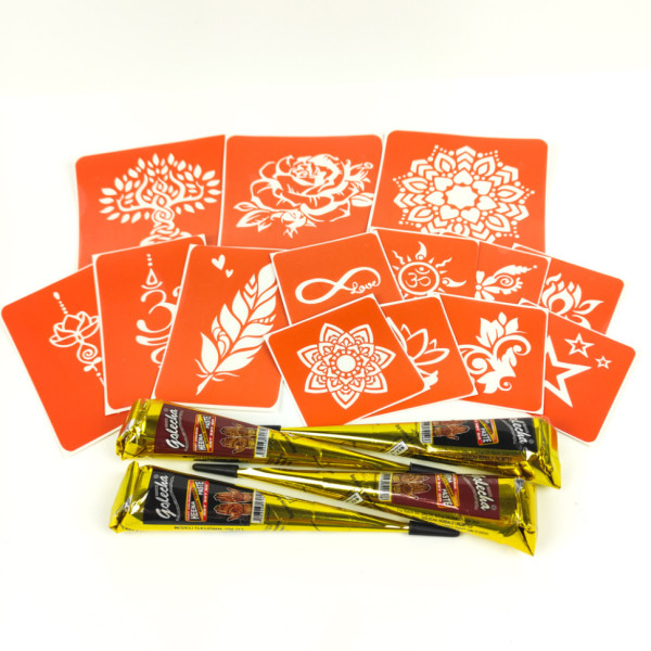 Набор хны с трафаретами для био-тату №4 henna-set-04(henna-set-04)