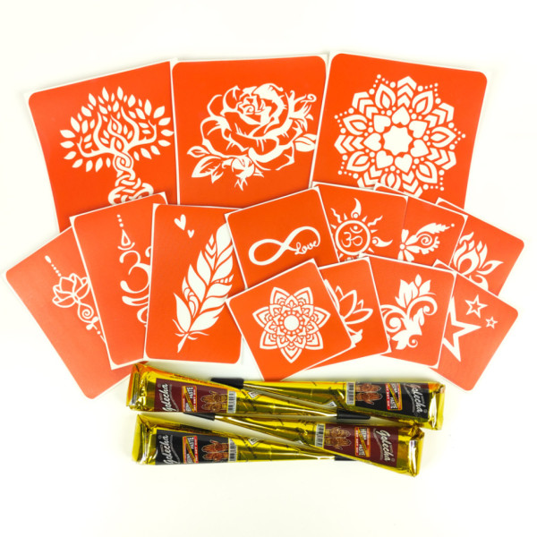 Набор хны с трафаретами для био-тату №4 henna-set-04(henna-set-04)